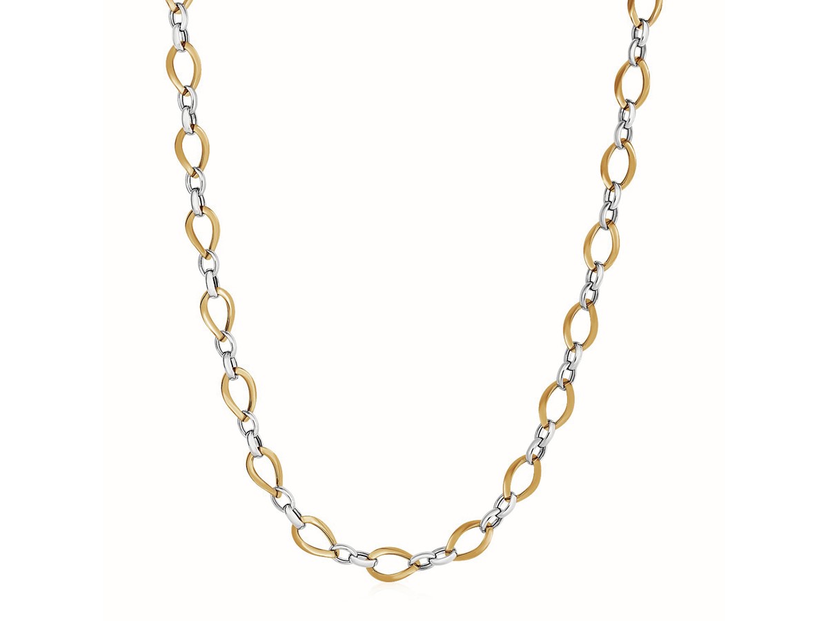 Twisted Oval Chain Necklace in 14k Two Tone Gold Richard Cannon Jewelry